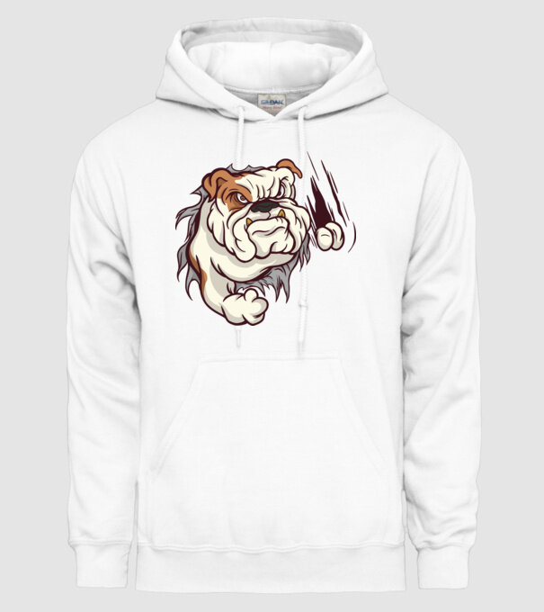 Bulldog model alb pe tricou