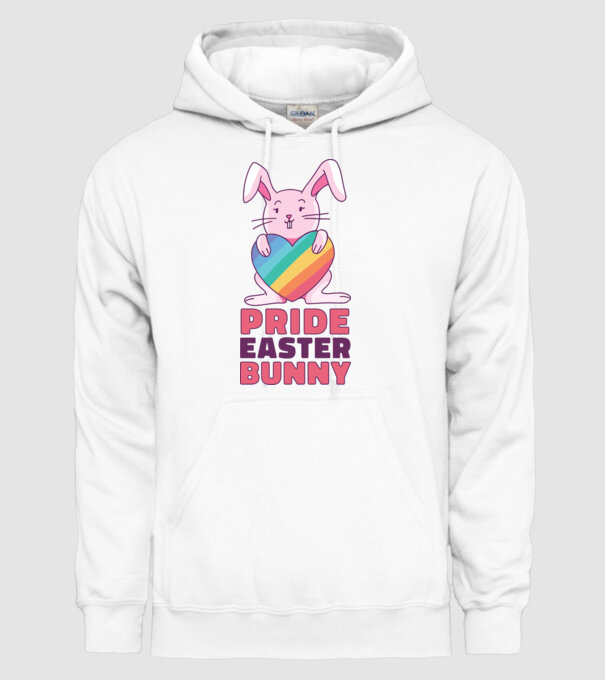 Iepurașul de Paște mândru model alb pe tricou