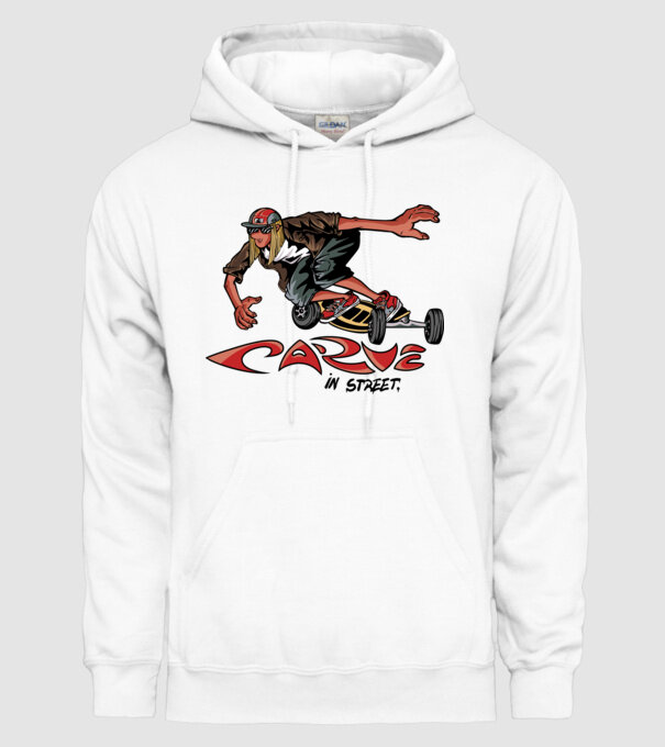Carveboard Longboard model alb pe tricou