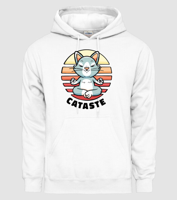 Pisică Cataste meditație model alb pe tricou