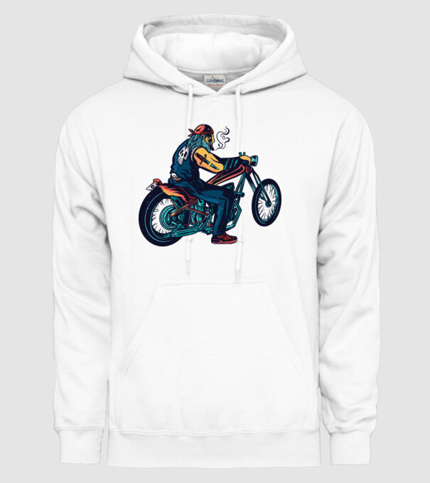 Motociclist Chopper model alb pe tricou