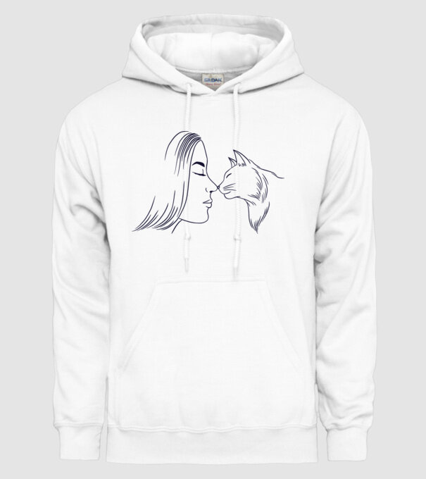 Dragoste Pisică model alb pe tricou
