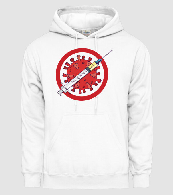 Vaccin virus (?) model alb pe tricou