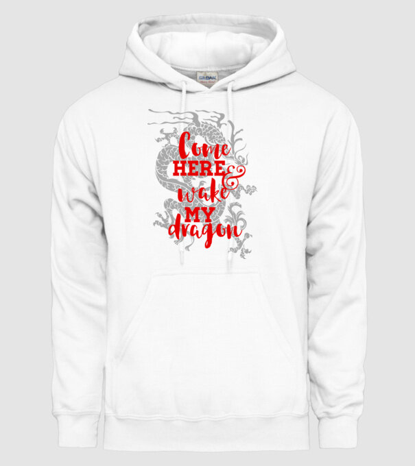 Come here and wake my dragon model alb pe tricou