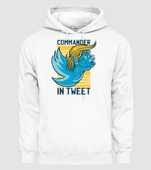 Commander in Tweet - Trump model alb pe tricou
