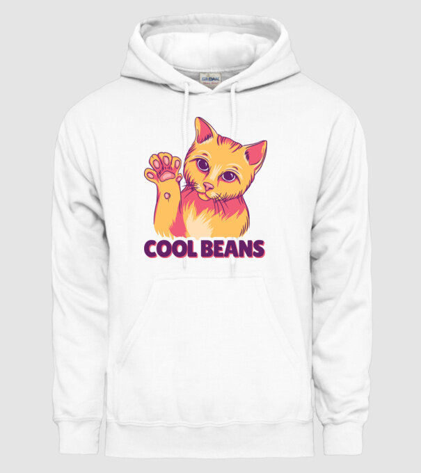 Cool Beans - talpă pisică model alb pe tricou