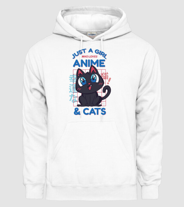 Doar o fată căreia îi place Anime și Pisicile model alb pe tricou