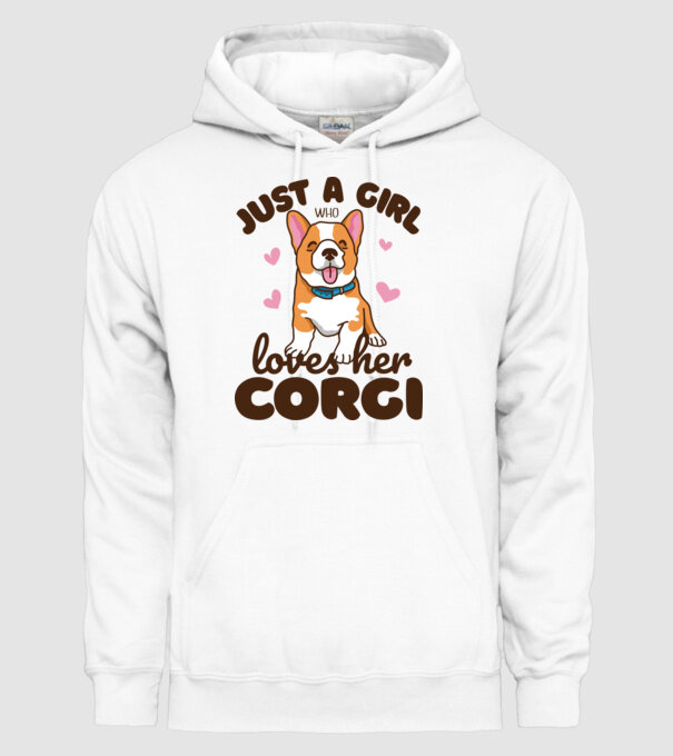 Doar o fată care iubește Corgiul său model alb pe tricou