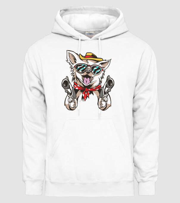 Chihuahua cu Pistol model alb pe tricou