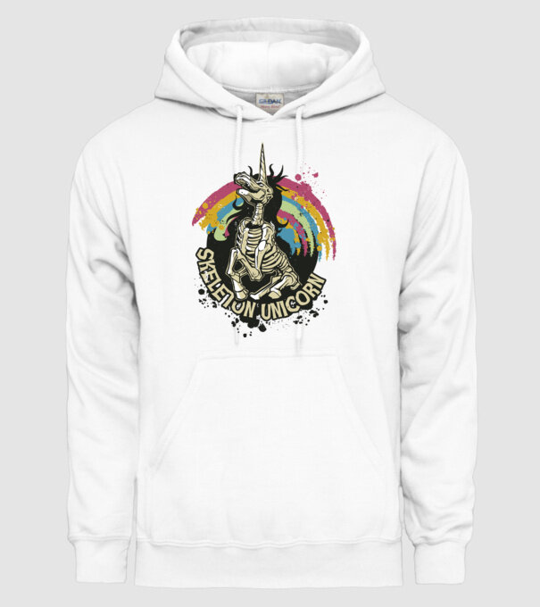 Schelet unicorn model alb pe tricou