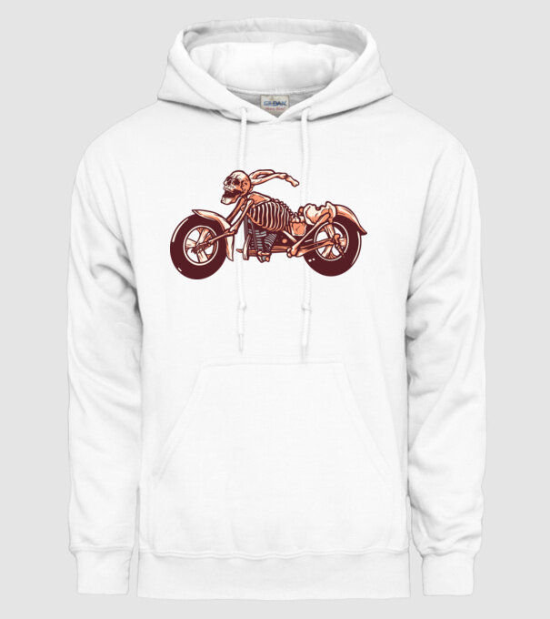 Motocicletă cu Schelet model alb pe tricou