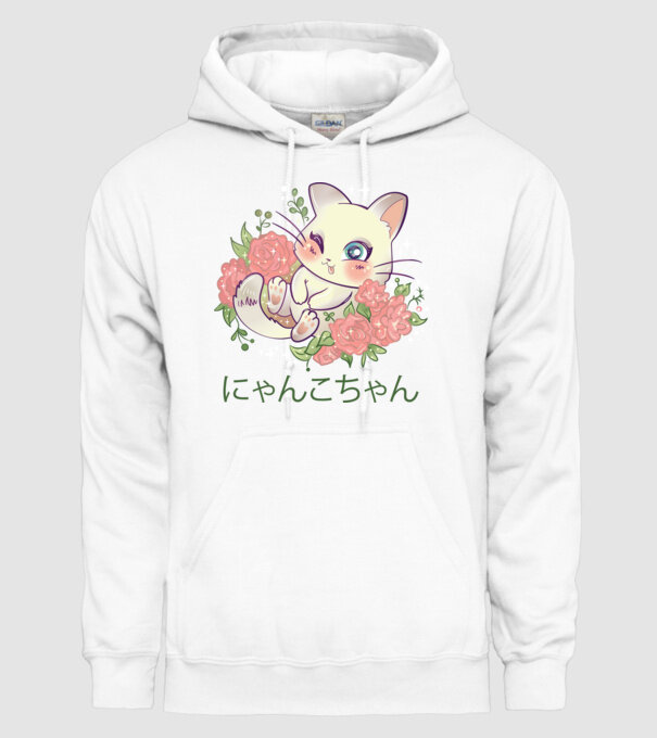 Pisicuță drăguță Anime model alb pe tricou
