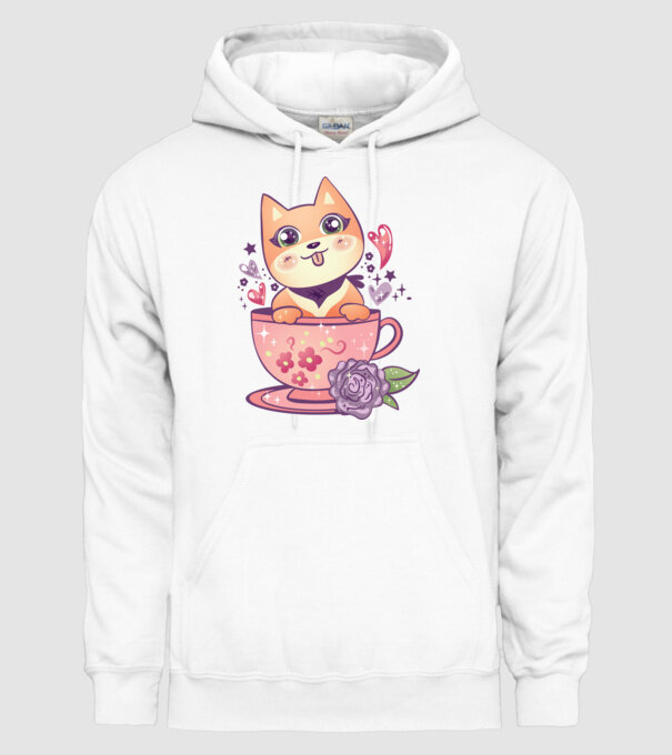 Câine drăguț Anime model alb pe tricou
