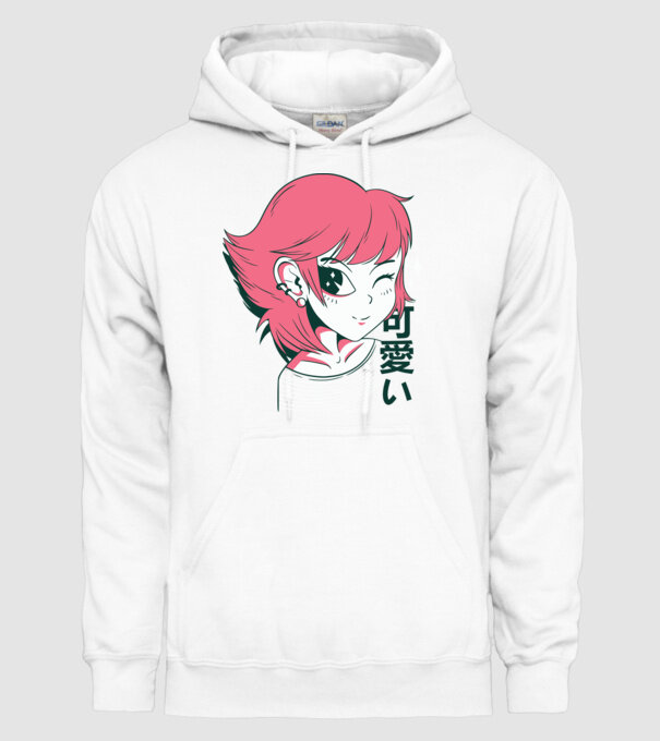 Fată drăguță Anime model alb pe tricou
