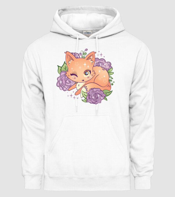 Vulpe Drăguță Anime model alb pe tricou