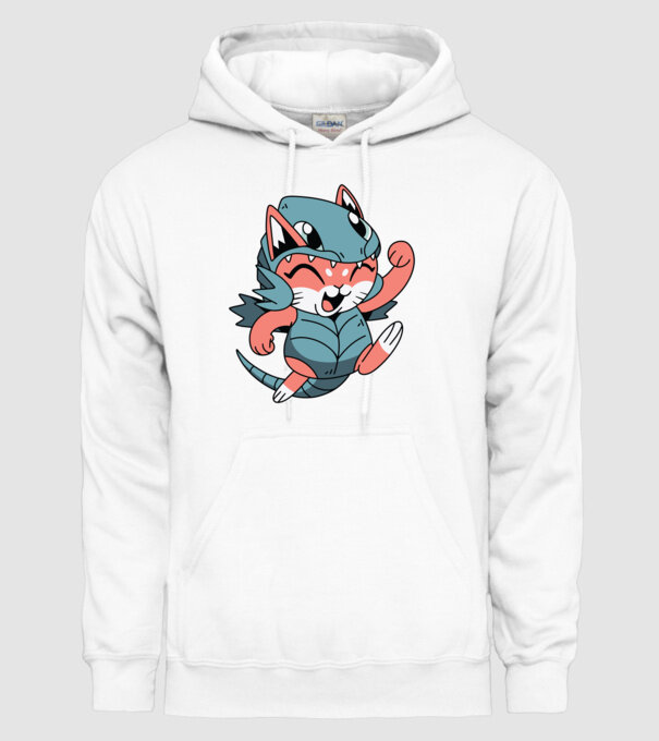 Pisicuță drăguță în costum de dragon model alb pe tricou