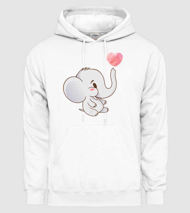 Elefant drăguț model alb pe tricou