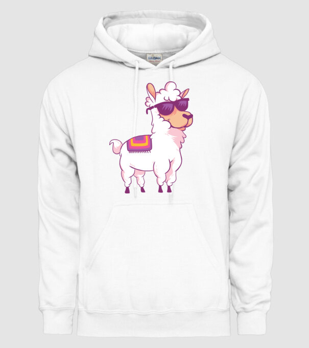 Llama drăguț model alb pe tricou