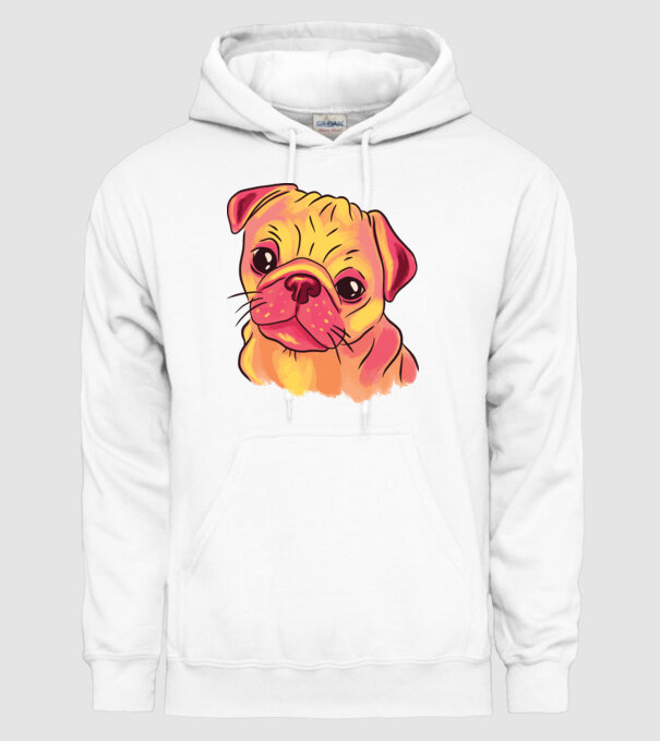 Cap de Mops drăguț model alb pe tricou