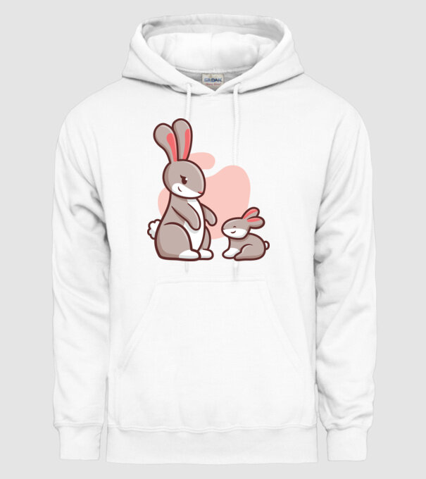 Iepurași drăguți model alb pe tricou