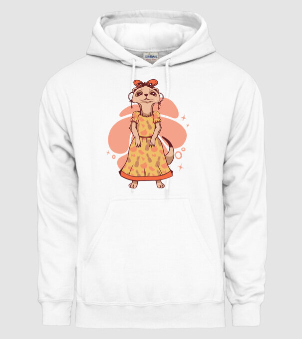 Suricată drăguță model alb pe tricou