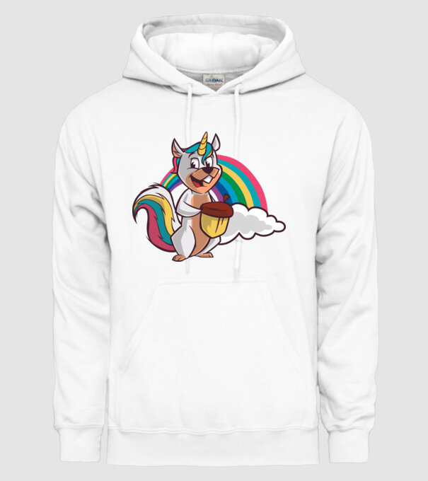 Unicorn drăguț Veveriță model alb pe tricou