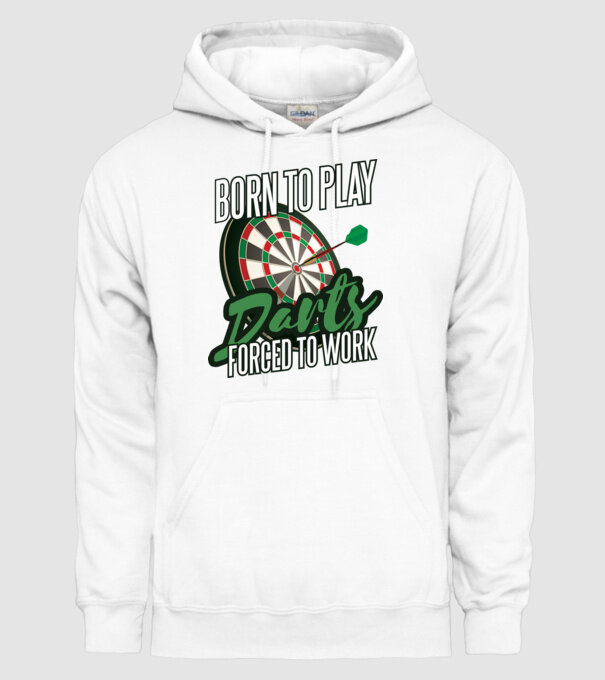 Născut pentru a juca darts, forțat să muncesc model alb pe tricou