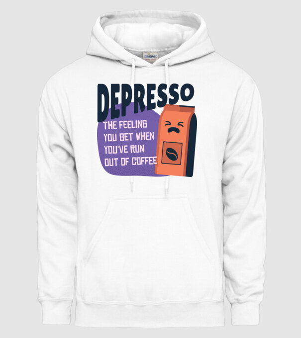 Depresso - Sentimentul când rămâi fără cafea model alb pe tricou