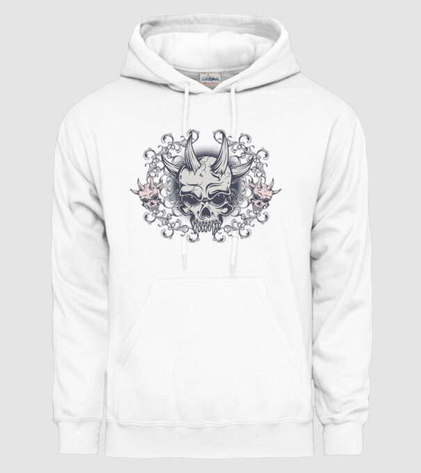 Devil Skull model alb pe tricou