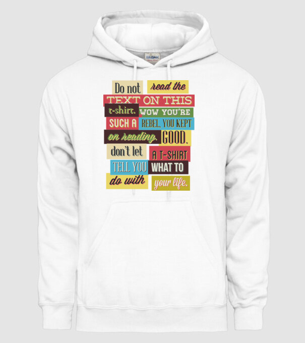 Do not read the text on this t shirt model alb pe tricou