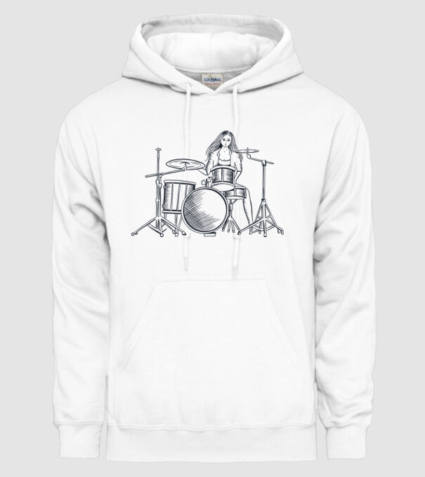 Fată Bateristă model alb pe tricou
