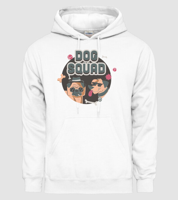 Dog squad model alb pe tricou