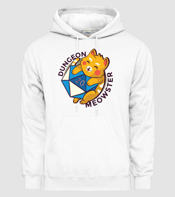 Dungeon Meowster joc de rol RPG tricou cu pisică model alb pe tricou