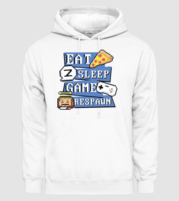 Eat, Sleep, Game respawn model alb pe tricou