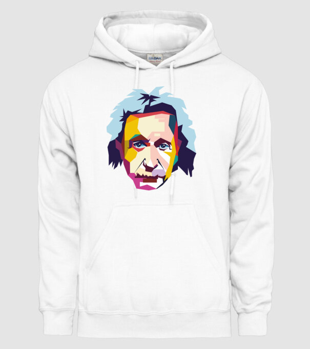 Einstein abstract model alb pe tricou