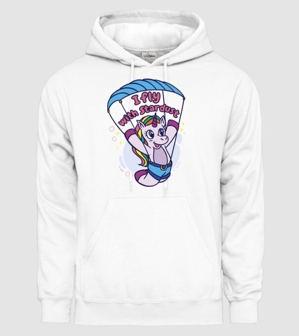Unicorn parașutist model alb pe tricou