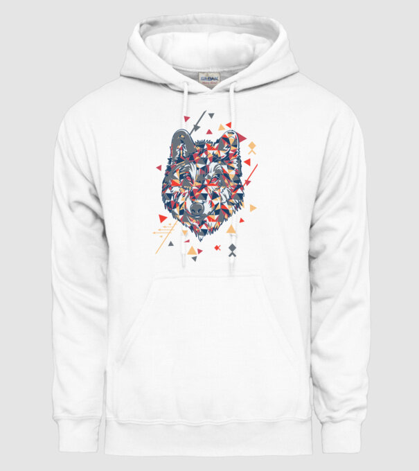 Lup - abstract model alb pe tricou