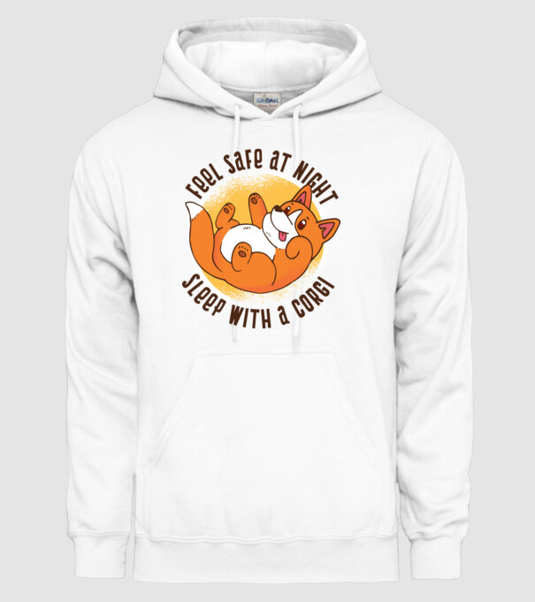 Feel safe at night, Sleep with a Corgi model alb pe tricou