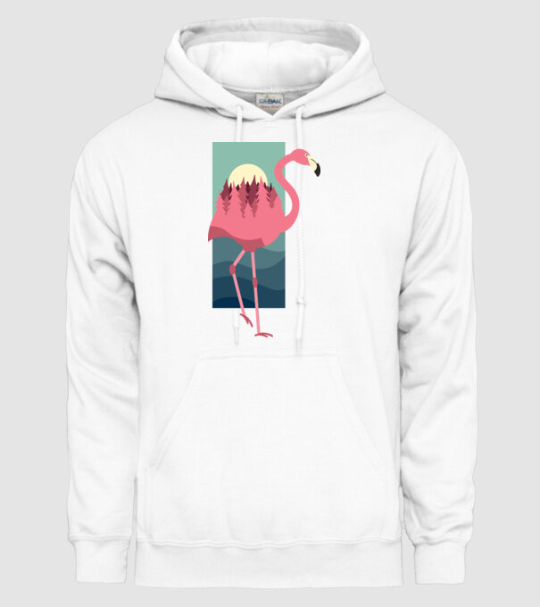 Flamingo Design model alb pe tricou