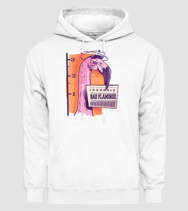 Flamingo arestat amuzant model alb pe tricou