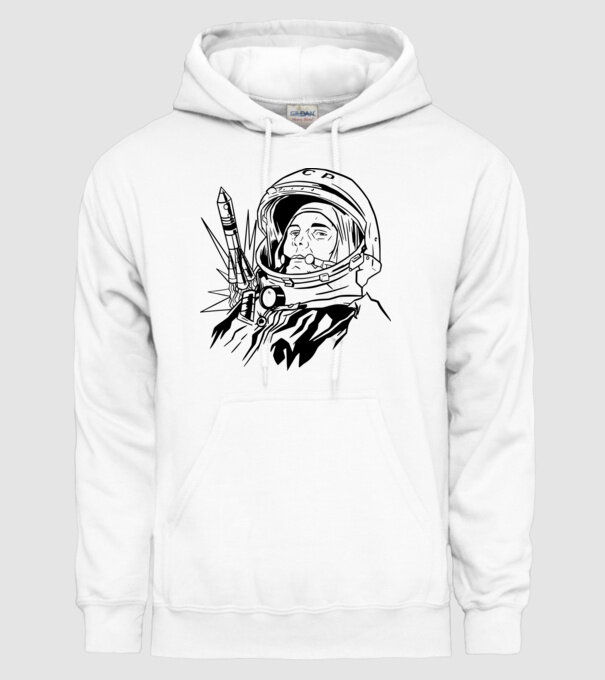 Astronautul Gagarin model alb pe tricou