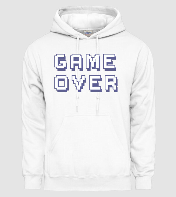 Game Over model alb pe tricou