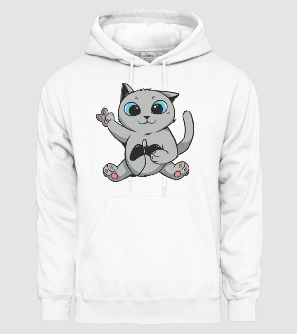 Pisică Gamer model alb pe tricou