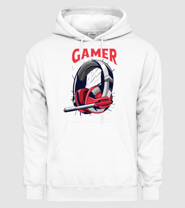 Căști Gamer model alb pe tricou