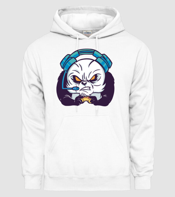 Gamer Panda model alb pe tricou