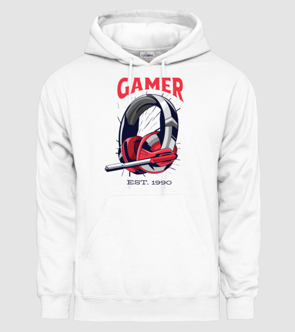Gamer est. 1990 model alb pe tricou
