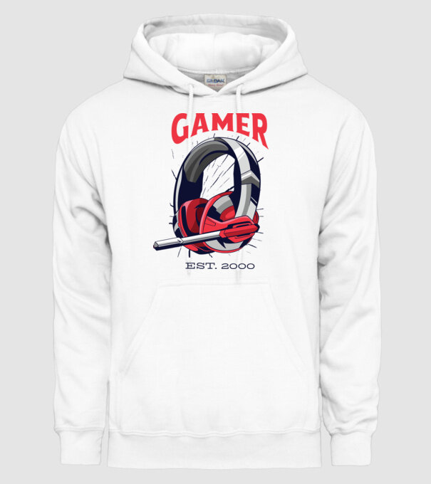 Gamer est. 2000 model alb pe tricou