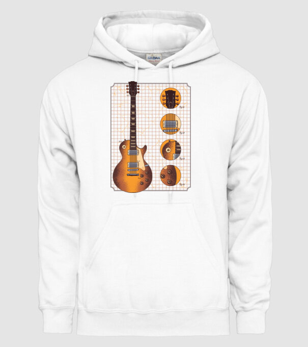 Gibson Chitară desen gold model alb pe tricou