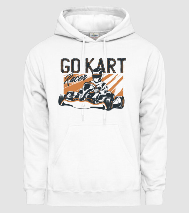 Concurent Go-kart model alb pe tricou