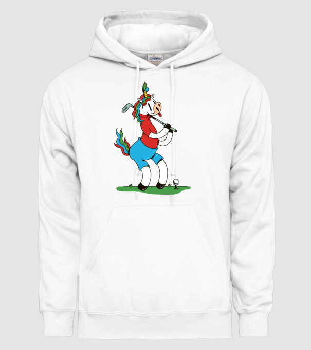 Unicorn jucător de golf model alb pe tricou